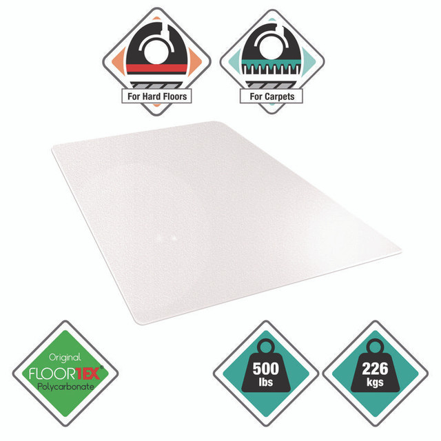 FLOORTEX ECM121525ER Cleartex MegaMat Heavy-Duty Polycarbonate Mat for Hard Floor/All Carpet, 46 x 60, Clear