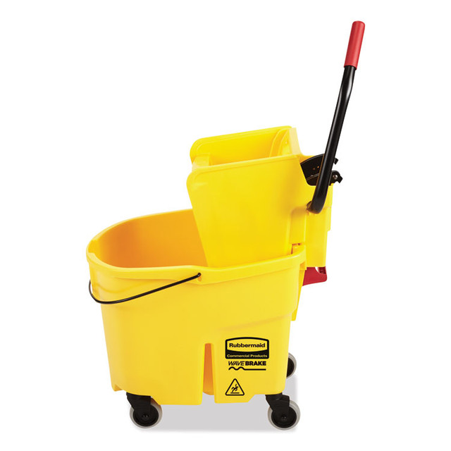 RUBBERMAID COMMERCIAL PROD. FG758088YEL WaveBrake 2.0 Bucket/Wringer Combos, Side-Press, 35 qt, Plastic, Yellow