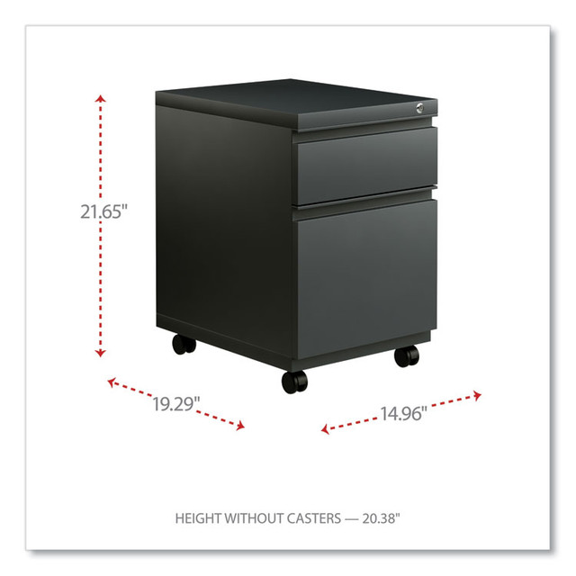 ALERA PBBFCH File Pedestal with Full-Length Pull, Left or Right, 2-Drawers: Box/File, Legal/Letter, Charcoal, 14.96" x 19.29" x 21.65"