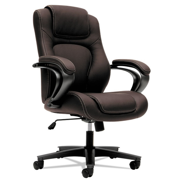 HON COMPANY VL402EN45 HVL402 Series Executive High-Back Chair, Supports Up to 250 lb, 17" to 21" Seat Height, Brown Seat/Back, Black Base