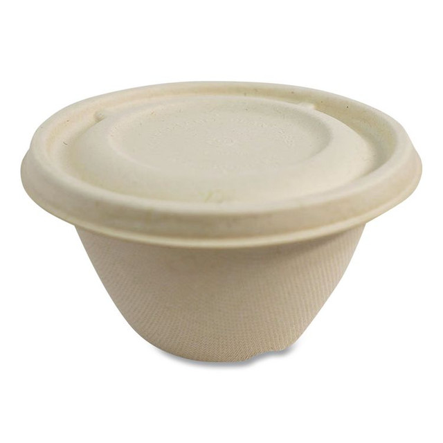 WORLD CENTRIC BBLSC12NLF Fiber Lids for Fiber Barrel Bowls, 4.7" Diameter, Natural, Paper, 500/Carton