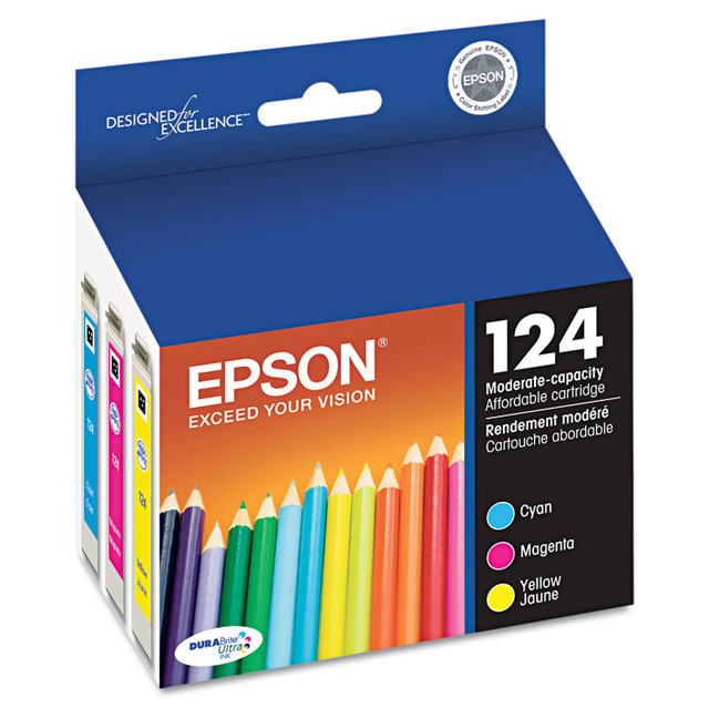 EPSON AMERICA, INC. T124520S T124520-S (124) DURABrite Ultra Ink, Cyan/Magenta/Yellow