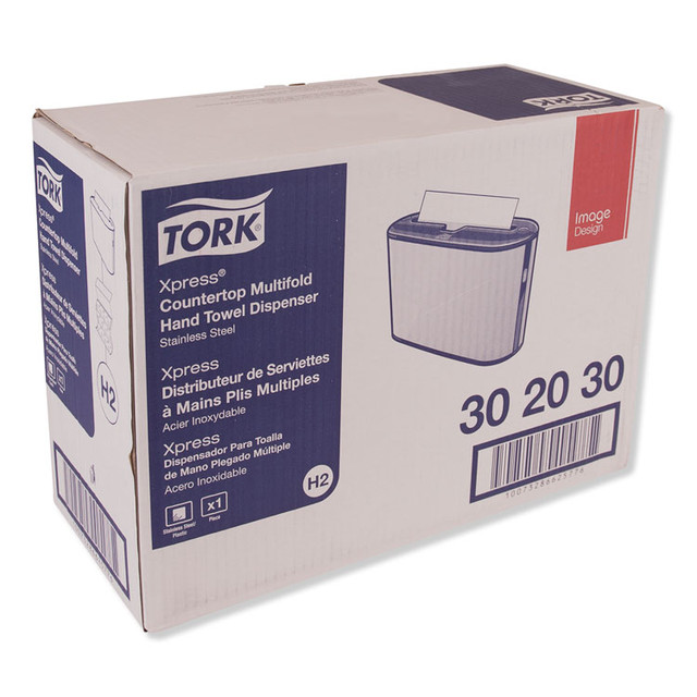 SCA TISSUE Tork® 302030 Xpress Countertop Towel Dispenser, 12.68 x 4.56 x 7.92, Stainless Steel/Black