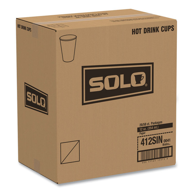 DART SOLO® 412SINPK Paper Hot Drink Cups in Bistro Design, 12 oz, Maroon, 50/Pack