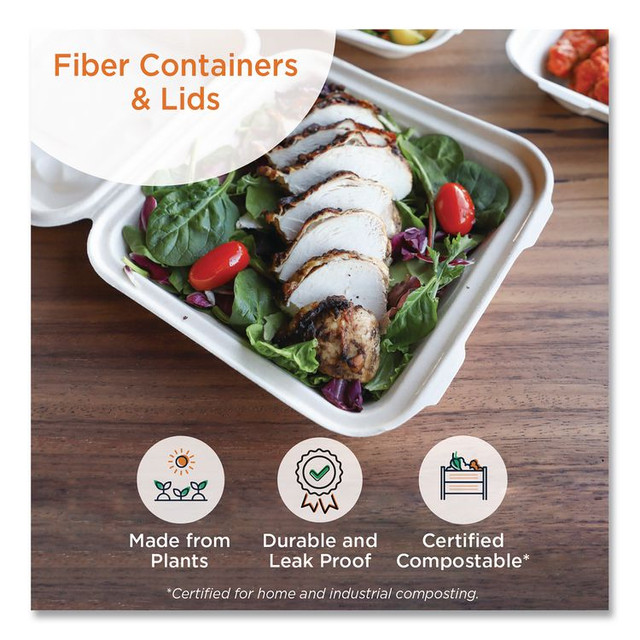 WORLD CENTRIC CTSCU3LFP Fiber Containers, 48 oz, 8.7 x 6.5 x 3.1, Natural, Paper, 400/Carton