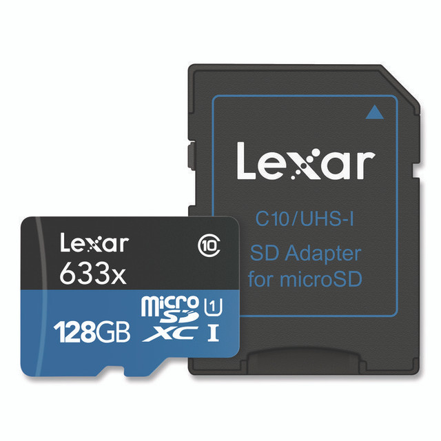 LEXAR MEDIA INC. LSDMI128B2U6 High Performance BLUE Series microSDXC Memory Card with Adapter, UHS-I V30 U1 Class 10, 128 GB, 2/Pack