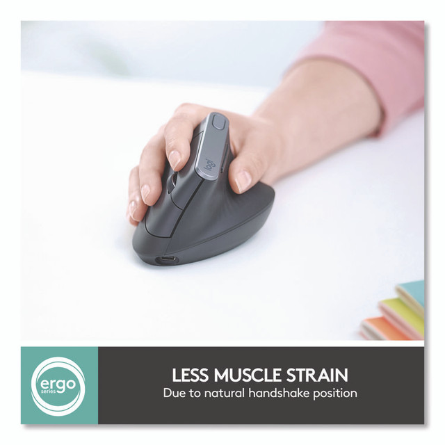 LOGITECH, INC. 24342520 MX Vertical Advanced Ergonomic Mouse, 2.4 GHz Frequency/33 ft Wireless Range, Left/Right Hand Use, Graphite