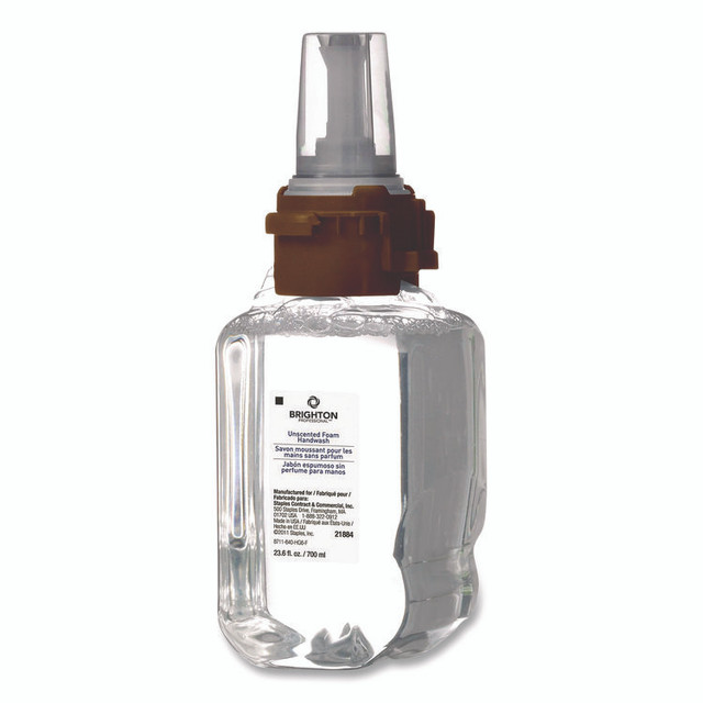 BRIGHTON PROFESSIONAL 21884 Foaming Hand Soap Refill for ADX 7 Dispenser, Unscented, 700 mL, 4/Carton