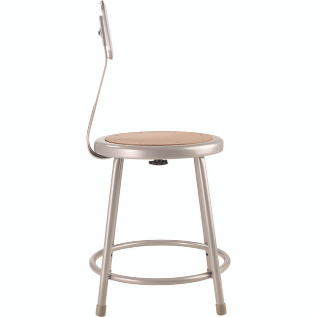 NATIONAL PUBLIC SEATING NPS® 6218B 6200 Series Heavy Duty Steel Stool With Backrest, Supports Up to 500 lb, 18" Seat Height, Brown Seat, Gray Back/Base