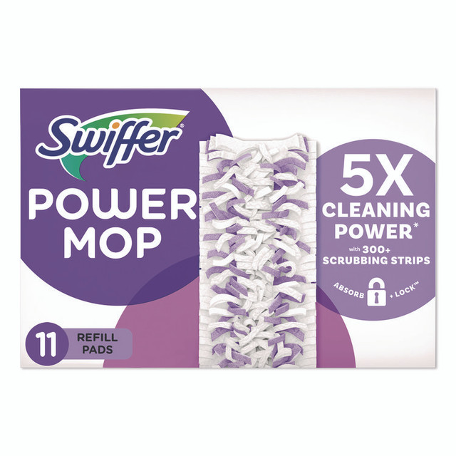 PROCTER & GAMBLE Swiffer® 12868PK PowerMop Mopping Pads, 15.4 x 5.3, White/Purple. 11/Pack