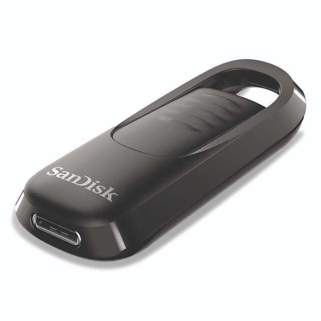 SANDISK CORPORATION SDCZ480128GA Ultra Slider USB 3.2 Type C Flash Drive, 128 GB, Black