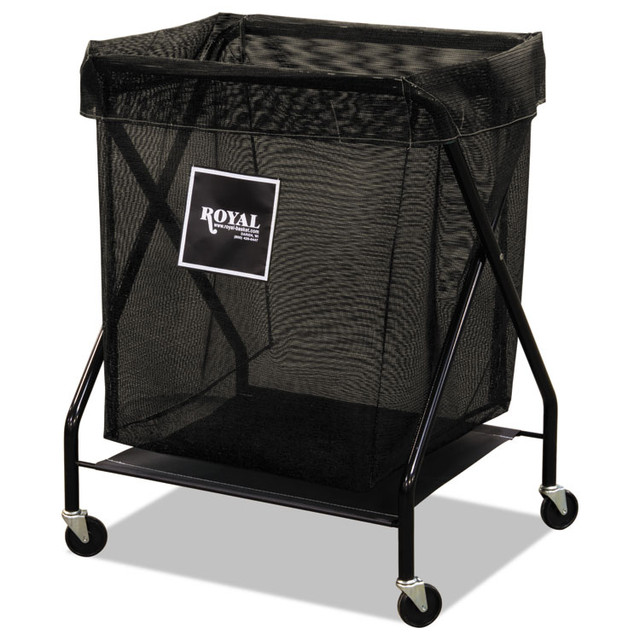 ROYAL BASKET TRUCKS L8KKXXMA3ONN X-Frame Cart, Synthetic Fabric, 8-Bushel, 9.96 cu ft Bin, 21" x 26" x 36", Black