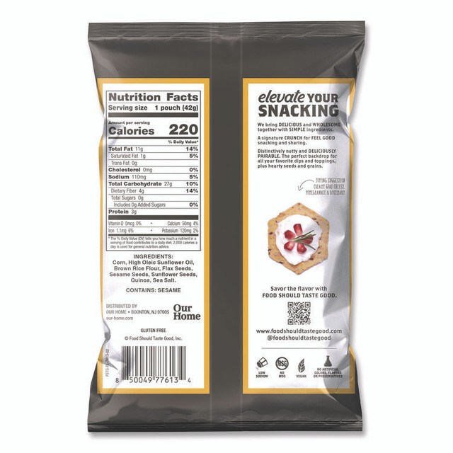 FOOD SHOULD TASTE GOOD 77613 Tortilla Chips, Multigrain with Sea Salt, 1.5 oz., 24/Carton