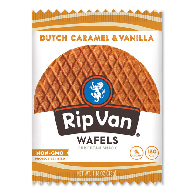 RIP VAN 00334 Wafels - Single Serve, Dutch Caramel and Vanilla, 1.16 oz Pack, 12/Box