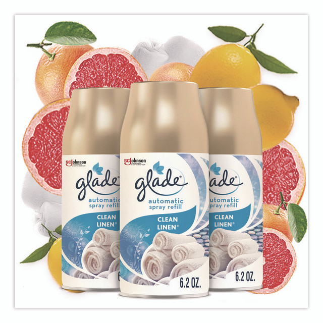 SC JOHNSON Glade® 375632 Automatic Air Freshener Refill, Clean Linen, 6.2 oz Can, 3/Pack