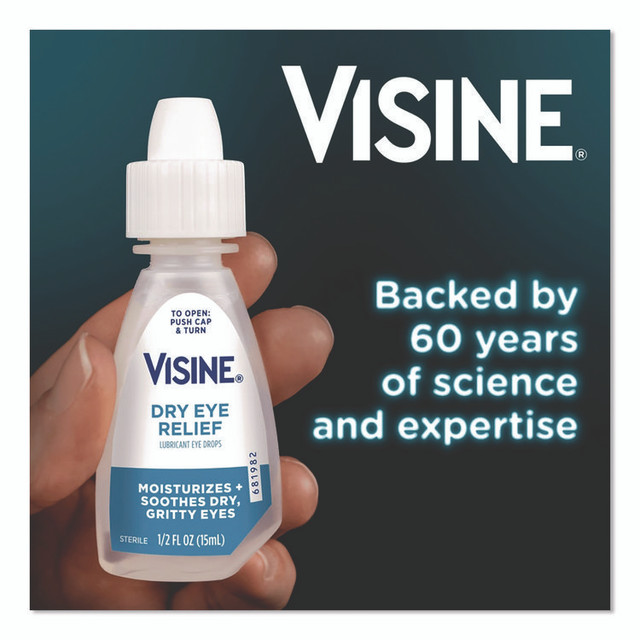 JOHNSON & JOHNSON Visine® 49374 Dry Eye Relief Lubricant Eye Drops, 15 mL Bottle, 2/Box
