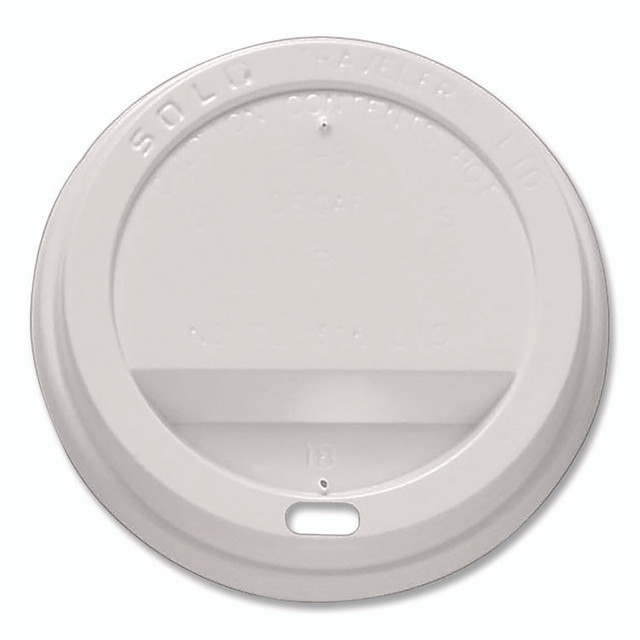 DART SOLO® 896404 Traveler Hot Cup Lids, Fits 12 oz to 16 oz Hot Cups, Plastic, White, 100/Pack