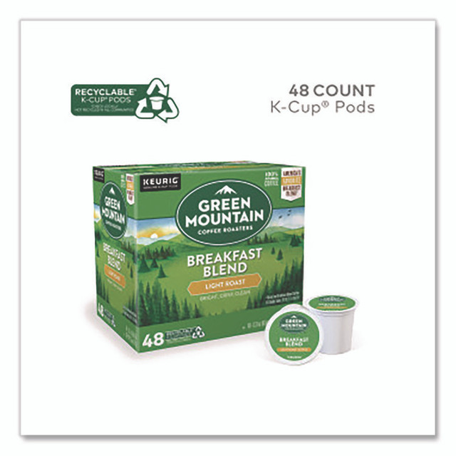 KEURIG DR PEPPER Green Mountain Coffee® 1635473 Breakfast Blend Coffee K-Cups, 0.31 oz, 48/Box