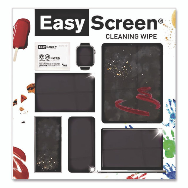 SANI PROFESSIONAL H01050 PDI Easy Screen Cleaning Wipes, Individually Wrapped, 1-Ply, 5 x 8, Unscented, White, 50/Box
