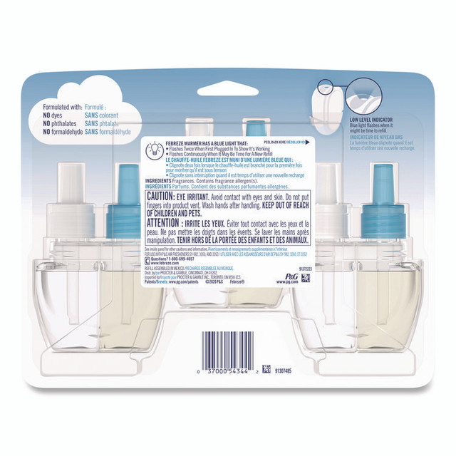 PROCTER & GAMBLE Febreze® 54344EA PLUG Air Freshener Refills, Linen and Sky, 0.87 oz, 3/Pack