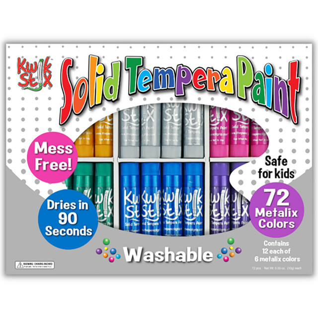 THE PENCIL GRIP Kwik Stix™ Tempera Paint Sticks Classpack, Metalix Color, Pack of 72