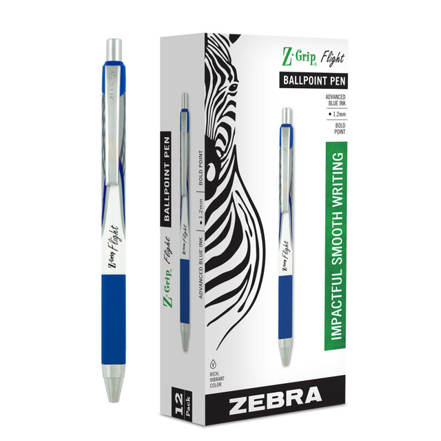 ZEBRA PEN CORPORATION Zebra Pen Z-Grip® Flight Retractable Ballpoint Pens, Blue, Dozen