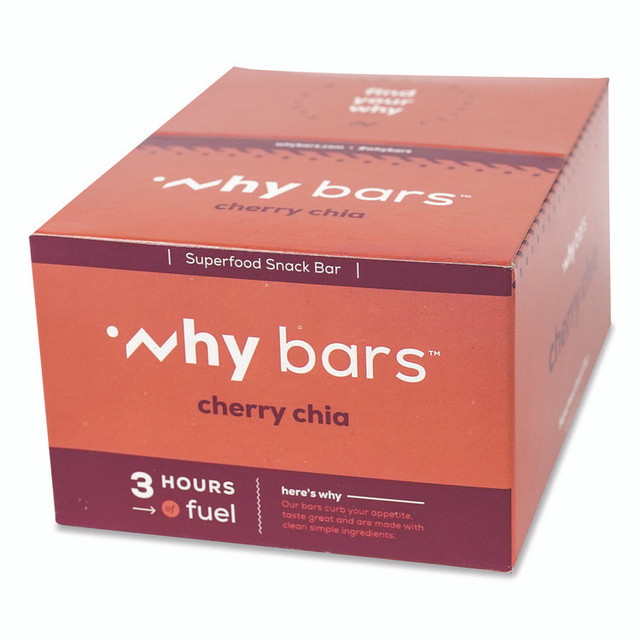 WHY BARS WHY16205 Superfood Snack Bar, Cherry Chia, 2.04 oz Bar, 12/Box