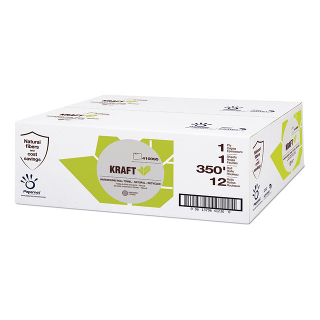 SOFIDEL AMERICA Papernet® 410095 Kraft Tech Hardwound Paper Towel, Kraft, 1-Ply, 5.5 x 5.5, Brown, 350 ft/Roll, 12 Rolls/Carton