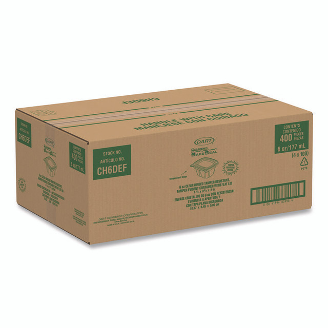 DART CH6DEF ClearPac SafeSeal Tamper-Resistant, Tamper-Evident Containers, 3.72 x 4.2 x 1.97, Clear, Plastic, 400/Carton