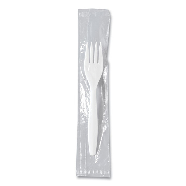 DART SOLO® MOW10007 Regal Mediumweight Cutlery, Individually Wrapped, Fork, Plastic, White, 1,000/Carton