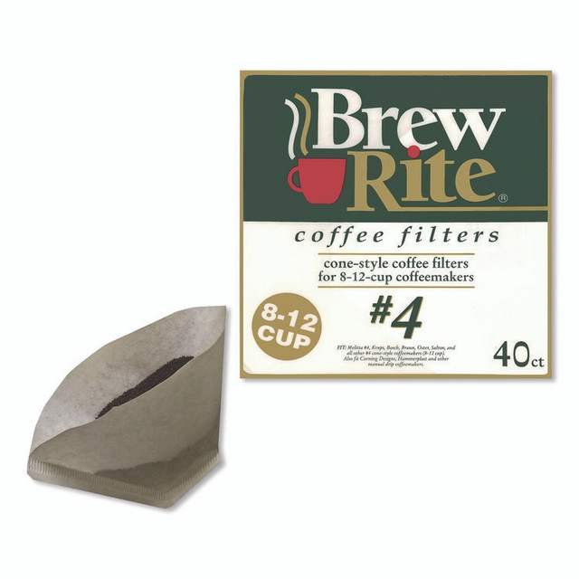 ROCKLINE INDUSTRIES Brew Rite® 46041 Paper Cone Filters, 8 to 12 Cup Size, Cone, 40/Pack