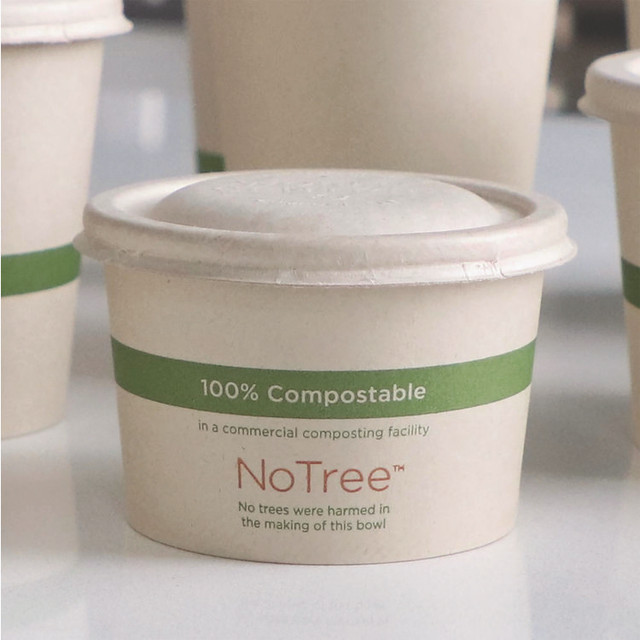 WORLD CENTRIC BOLFB8LF Fiber Lids for Bowls, Fits 8 oz Bowls, 3.7" Diameter x 0.4" h, Natural, Paper, 1,000/Carton