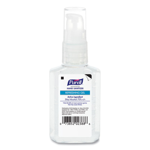 GO-JO INDUSTRIES PURELL® 305024CMR Advanced Hand Sanitizer Refreshing Gel, 2 oz Travel-Sized Pump Bottle, Clean Scent, 24/Carton