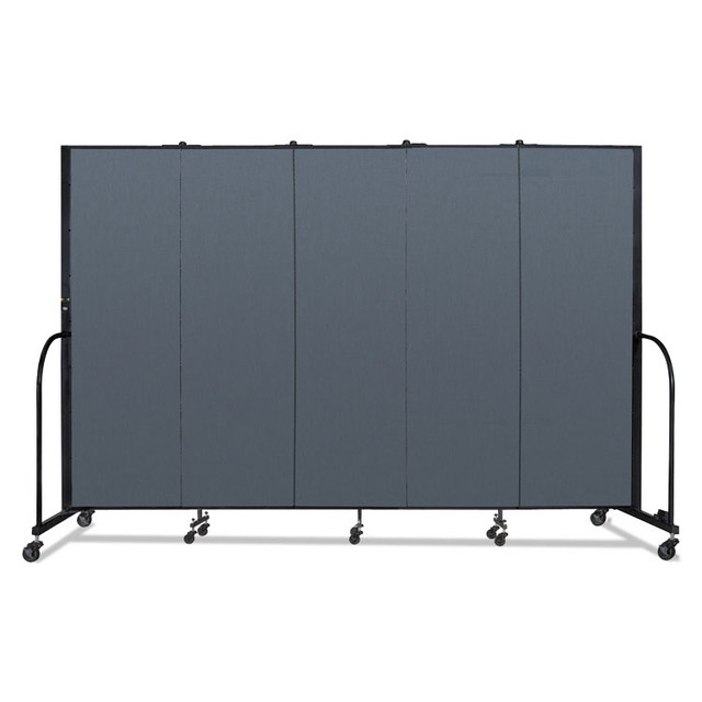 SCREENFLEX PORTABLE PARTITIONS CFSL605DB Portable Room Divider, 9 ft 5" x 0.75" x 6 ft, Vinyl/Fiberglass/Steel, Blue