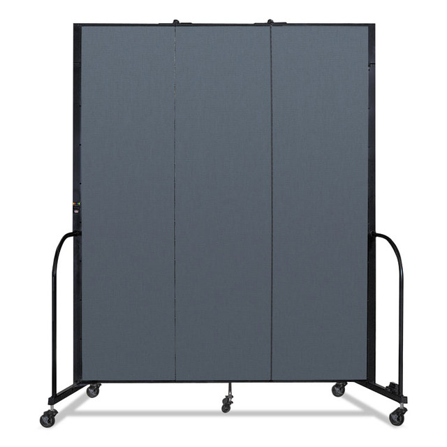 SCREENFLEX PORTABLE PARTITIONS CFSL743DB Portable Room Divider, 5 ft 9" x 0.75" x 7 ft 4", Vinyl/Fiberglass/Steel, Blue