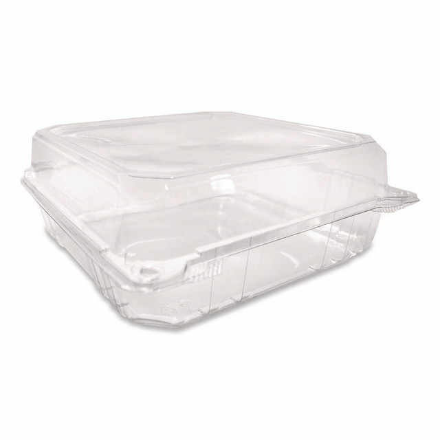 KARAT BY LOLLICUP FPHC99PET1C PET Plastic Hinged Container, 9 x 9 x 3.6, Clear, Plastic, 100/Pack, 2 Packs/Carton