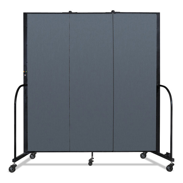 SCREENFLEX PORTABLE PARTITIONS CFSL603DB Portable Room Divider, 5 ft 9" x 0.75" x 6 ft, Vinyl/Fiberglass/Steel, Blue