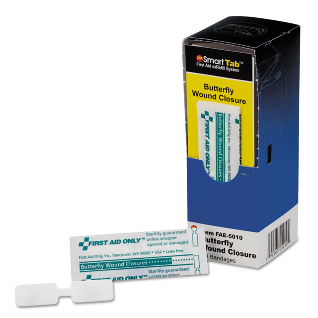 FIRST AID ONLY, INC. FAE5010 Butterfly Wound Closures, 1.5 x 4.25, Plastic, 10/Box
