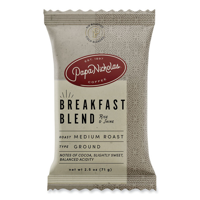 PAPANICHOLAS COFFEE 25184 Premium Coffee, Breakfast Blend, 18/Carton