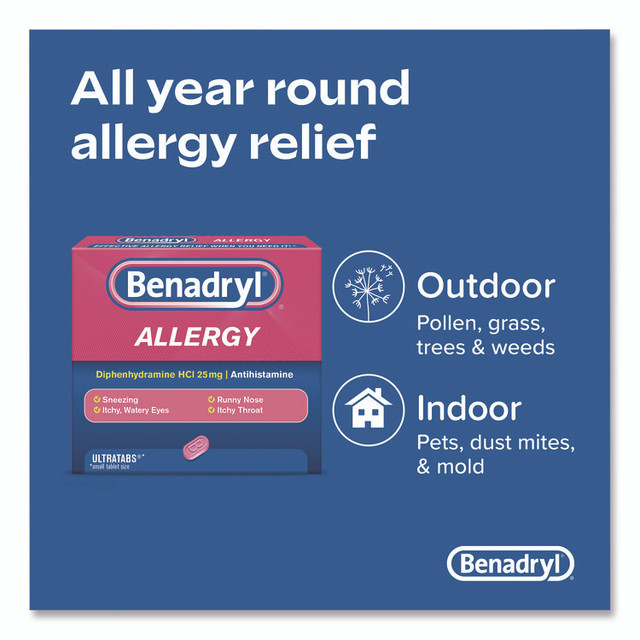 JOHNSON & JOHNSON Benadryl® 17060 Allergy Ultratabs Tablets, Two-Pack, 60 Packs/Box