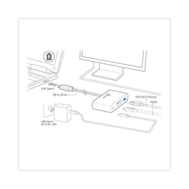 J5CREATE JCA379 USB-C to HDMI/USB Adapter, 7.87", White