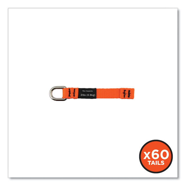 TENACIOUS HOLDINGS, INC. ergodyne® 19704BULK Squids 3700 Nylon Webbing Tool Tails with D-Rings, 2lb Max Working Capacity, 4.5" Long, Orange/Black, 6/Pack, 10 Packs/Carton