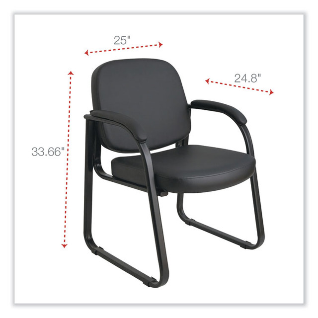 ALERA RL43C11 Alera Genaro Series Fabric Half-Back Sled Base Guest Chair, 25" x 24.80" x 33.66", Black Seat, Black Back, Black Base