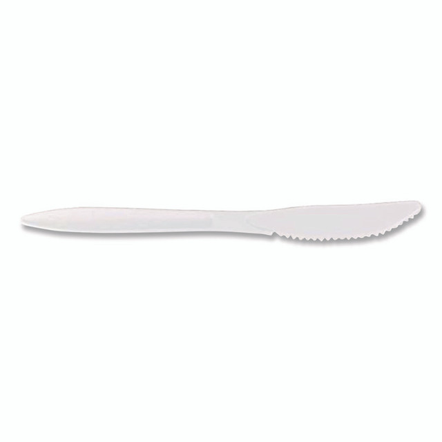 BERK ENTERPRISES INC Berkley Square 1011000 Mediumweight Polypropylene Cutlery, Knife, Plastic, White, 1,000/Carton