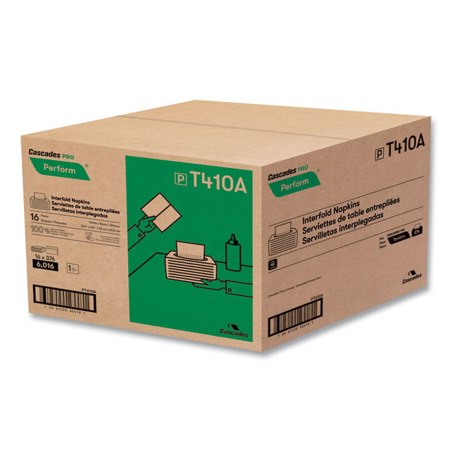 CASCADES TISSUE GROUP PRO T410 Perform Interfold Napkins, 1-Ply, 12.63 x 8.5, White, 376/Pack, 16 Packs/Carton