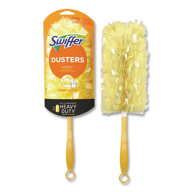 PROCTER & GAMBLE Swiffer® 08109 Heavy Duty Dusters Starter Kit, 6" Handle with Two Disposable Dusters, 4 Kits/Carton