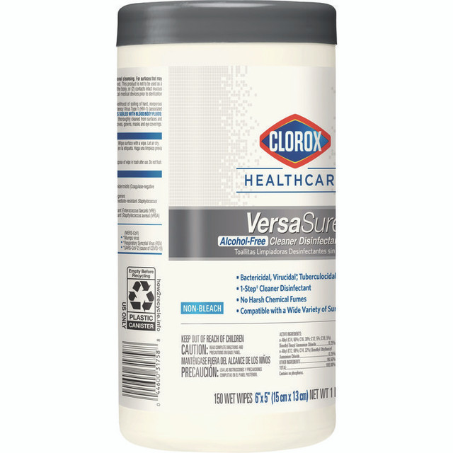 CLOROX SALES CO. Healthcare® 31758EA VersaSure Cleaner Disinfectant Wipes, 1-Ply, 6.75 x 8, Fragranced, White, 150 Towels/Canister