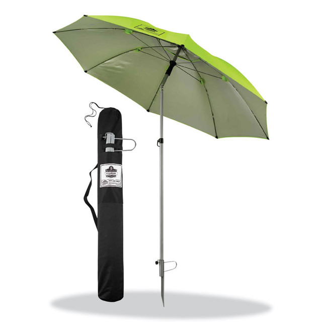 TENACIOUS HOLDINGS, INC. ergodyne® 12967 Shax 6100 Lightweight Work Umbrella, 90" Span, 92.4" Long, Lime Canopy