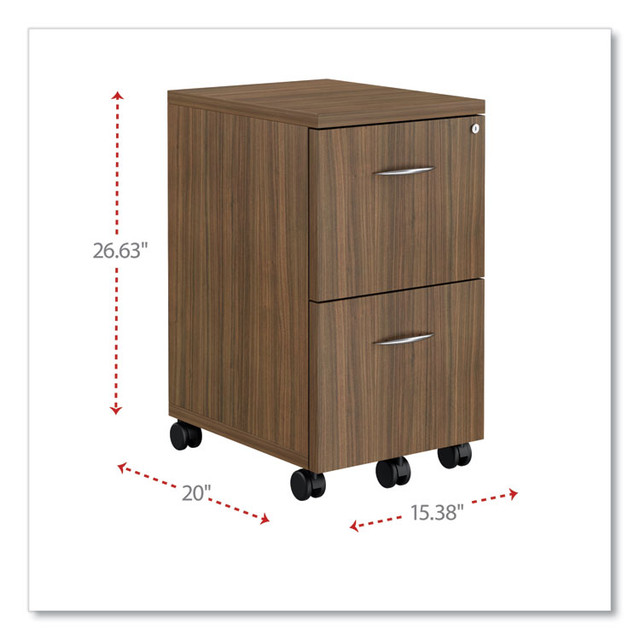 ALERA VA582816WA Alera Valencia Series Mobile Pedestal, Left or Right, 2 Legal/Letter-Size File Drawers, Modern Walnut, 15.38" x 20" x 26.63"