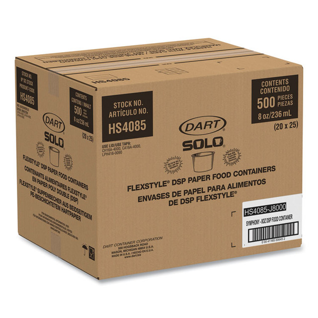 DART SOLO® HS4085SYM Flexstyle Double Poly Paper Containers, 8 oz, Symphony Design, Paper, 25/Pack, 20 Packs/Carton